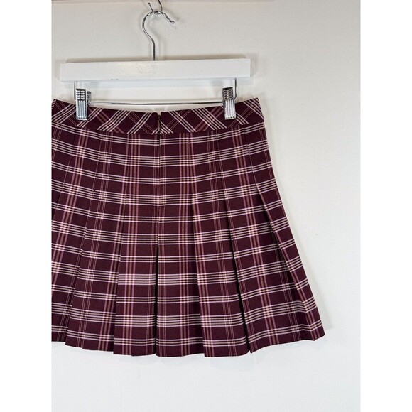Aritzia Sunday Best Womens Skirt Red Mini Box Pleat Plaid Academia Grunge Size 2 - Picture 8 of 10